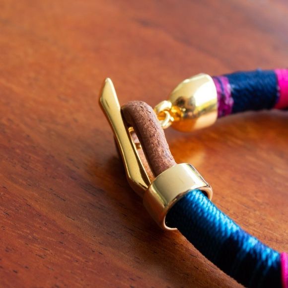 Handmade colorful bracelet gold plated and leather new - Picture 4 of 5